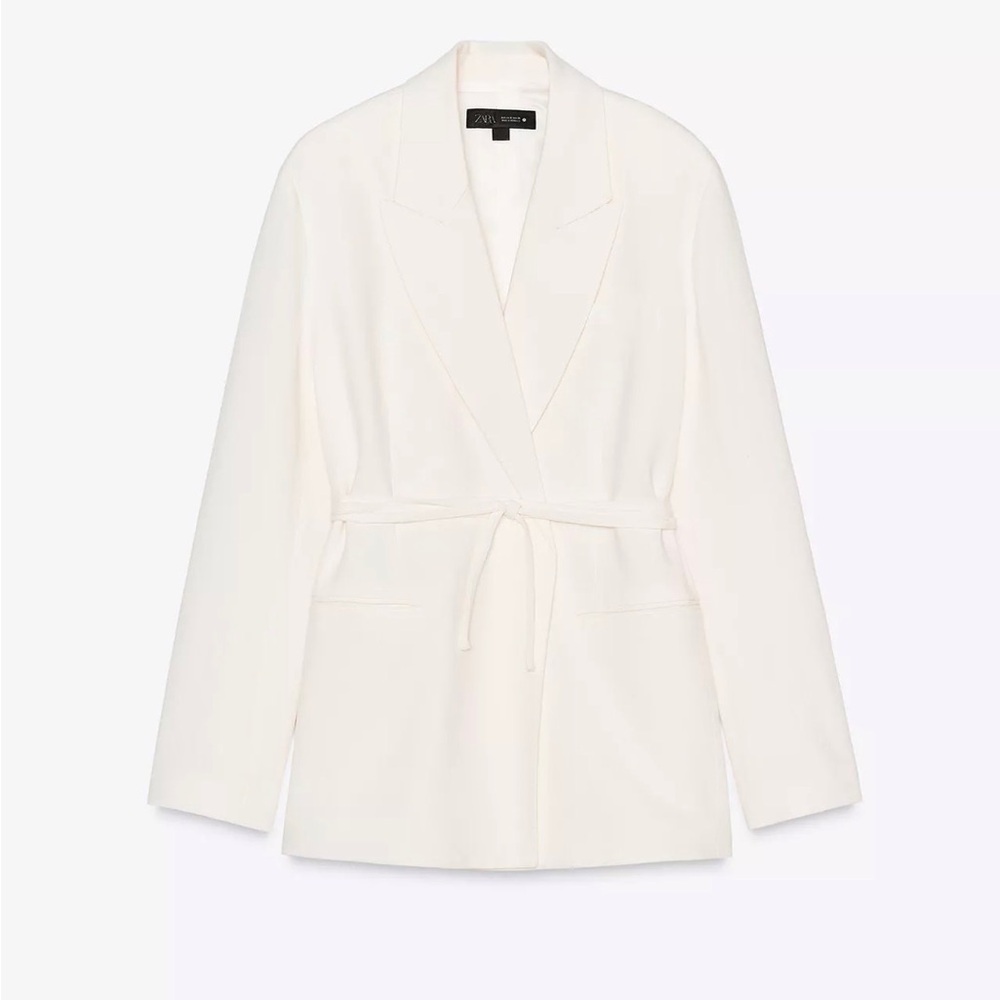 Zara Cream Women's Blazer with Belt